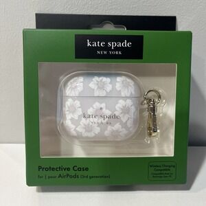 Kate Spade Protective AirPods 3rd Gen Case Hollyhock Floral White Cream Wireless